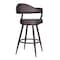 Armen Living Justin 26" Counter Height Swivel Vintage Brown Faux Leather Bar Stool with Brown Metal Legs LCJTBABRBR26 - alternate 2